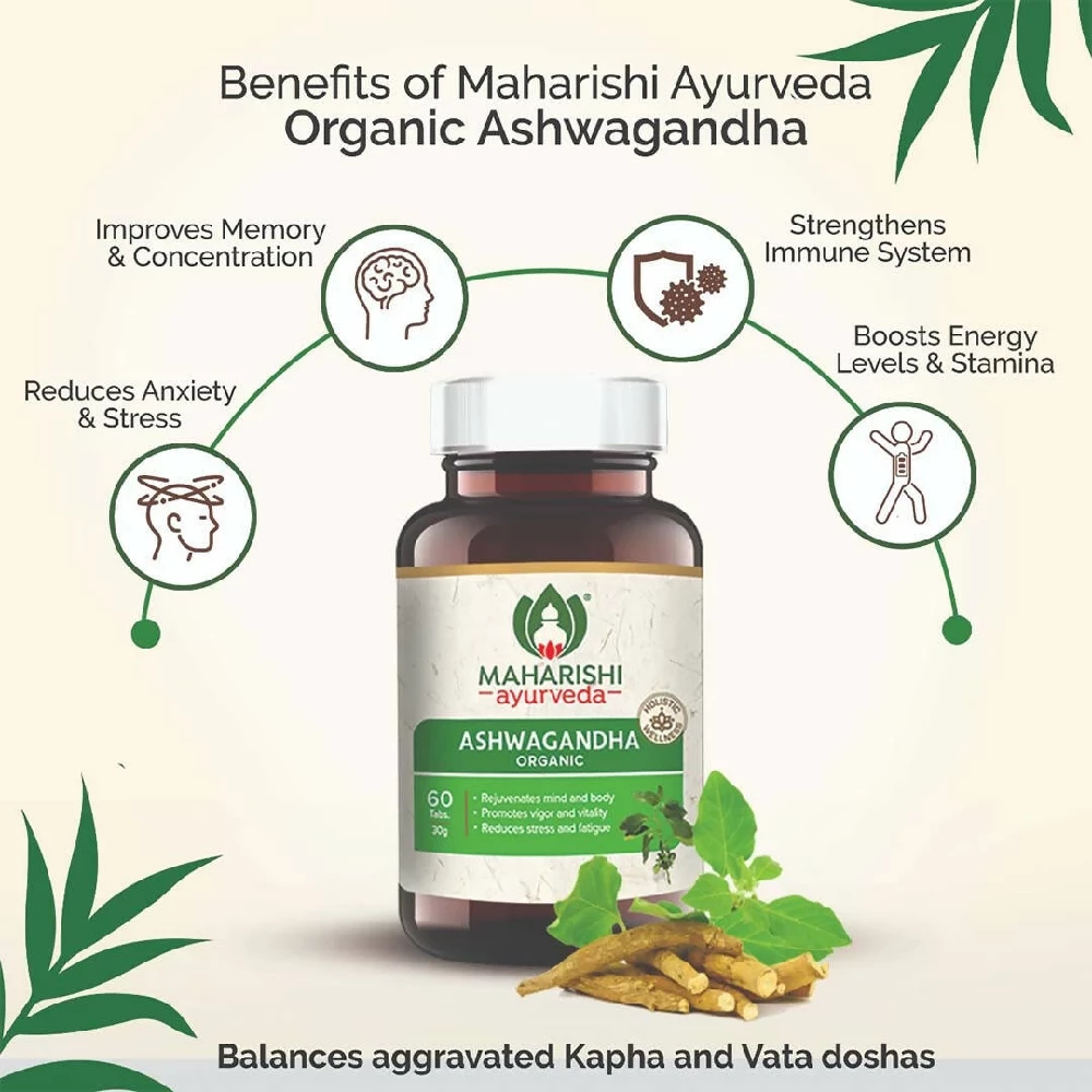 Maharishi Ayurveda Ashwagandha Organic Tablets, 60 Tablets-3.webp